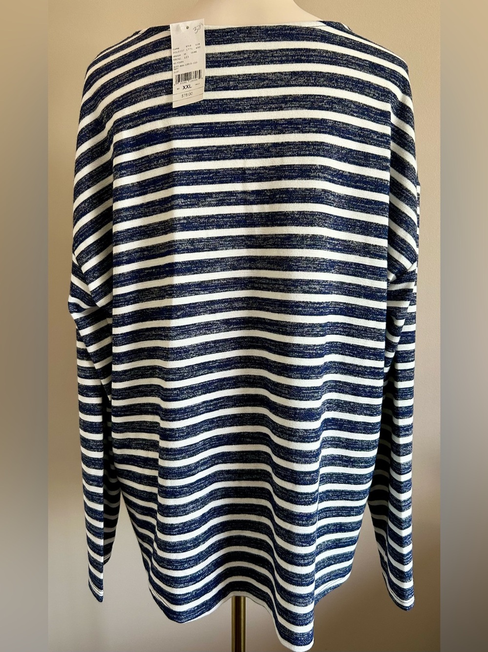 NWT- Laura Long-Sleeved Tee in Navy/White Stripe - Picture 6 of 9